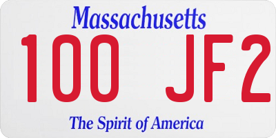 MA license plate 100JF2