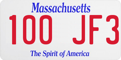 MA license plate 100JF3