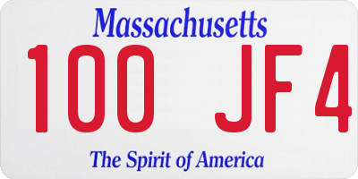 MA license plate 100JF4