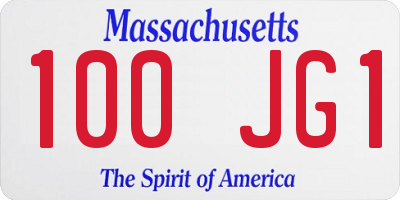 MA license plate 100JG1