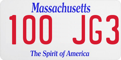 MA license plate 100JG3