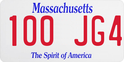 MA license plate 100JG4