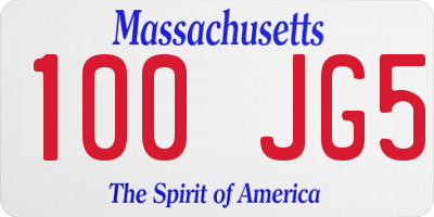 MA license plate 100JG5