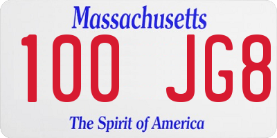 MA license plate 100JG8