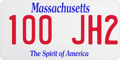 MA license plate 100JH2