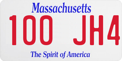 MA license plate 100JH4