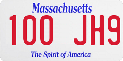 MA license plate 100JH9