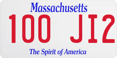 MA license plate 100JI2