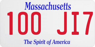 MA license plate 100JI7