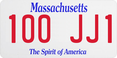 MA license plate 100JJ1