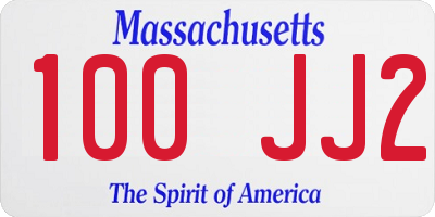 MA license plate 100JJ2