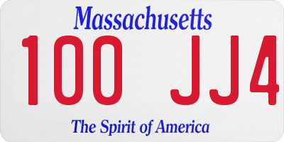 MA license plate 100JJ4