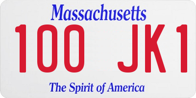 MA license plate 100JK1