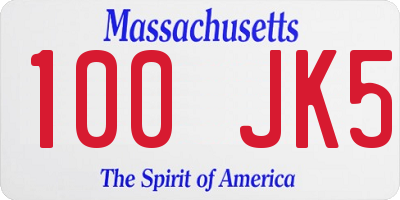 MA license plate 100JK5
