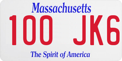 MA license plate 100JK6