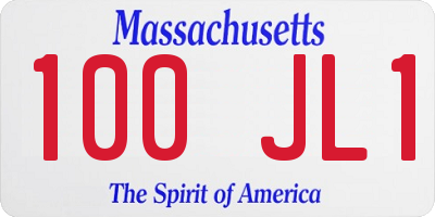 MA license plate 100JL1