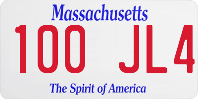 MA license plate 100JL4