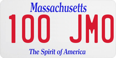 MA license plate 100JM0