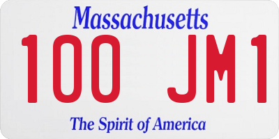 MA license plate 100JM1