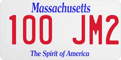 MA license plate 100JM2