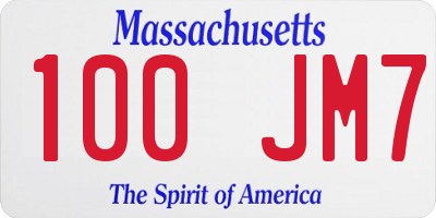 MA license plate 100JM7