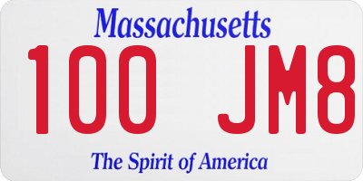 MA license plate 100JM8