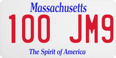 MA license plate 100JM9