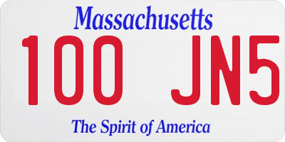 MA license plate 100JN5