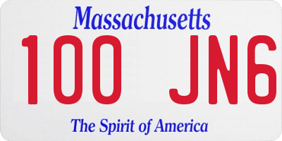 MA license plate 100JN6