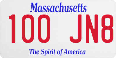 MA license plate 100JN8