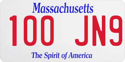 MA license plate 100JN9