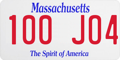 MA license plate 100JO4