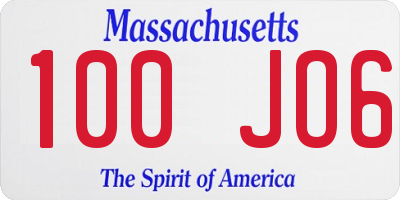 MA license plate 100JO6