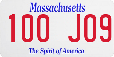 MA license plate 100JO9