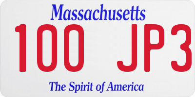 MA license plate 100JP3