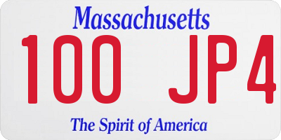 MA license plate 100JP4