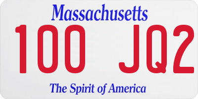 MA license plate 100JQ2