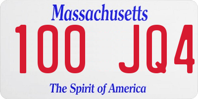 MA license plate 100JQ4