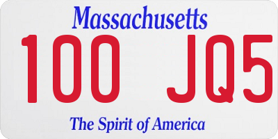 MA license plate 100JQ5