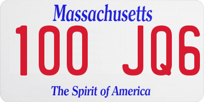 MA license plate 100JQ6