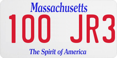 MA license plate 100JR3