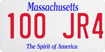 MA license plate 100JR4