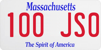 MA license plate 100JS0