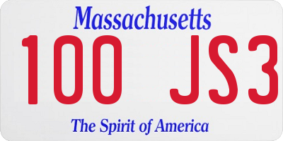 MA license plate 100JS3