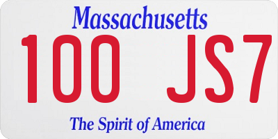 MA license plate 100JS7