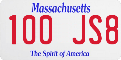 MA license plate 100JS8