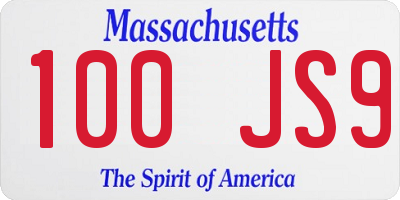 MA license plate 100JS9
