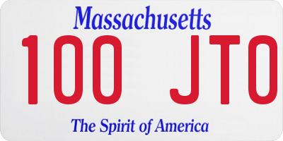 MA license plate 100JT0