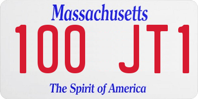 MA license plate 100JT1