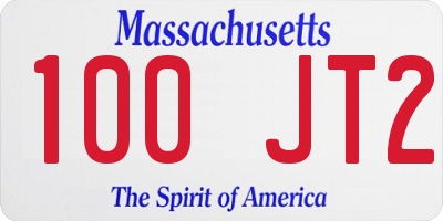 MA license plate 100JT2